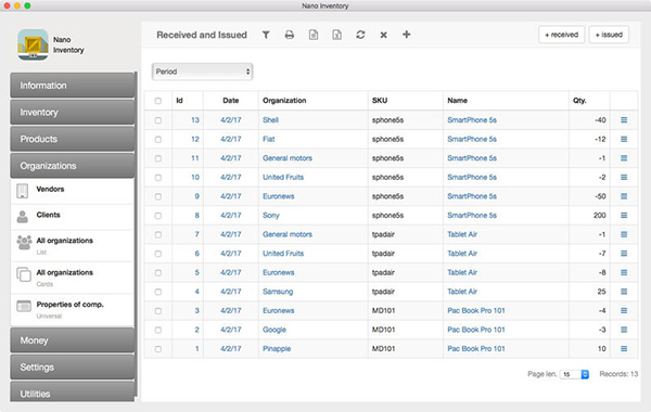 Nano Inventory for Mac